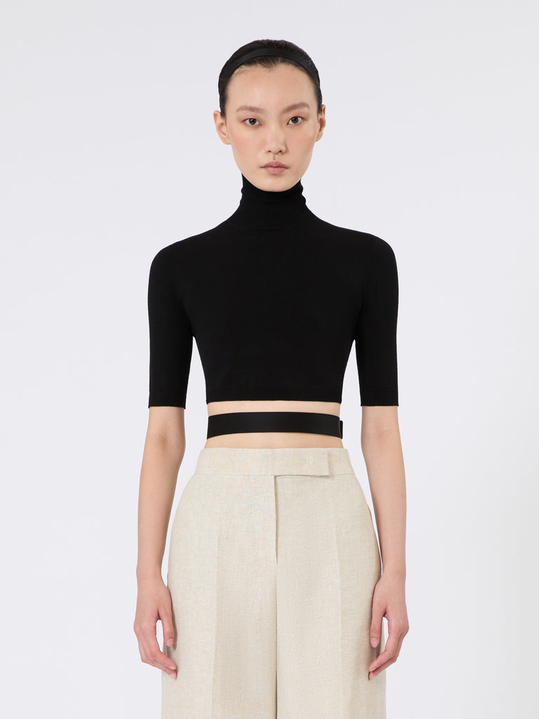 max mara stretch viscose cropped turtleneck