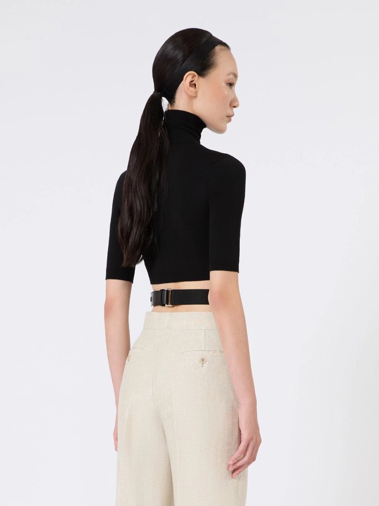Stretch viscose cropped turtleneck