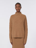 Camel-yarn high-neck jumper