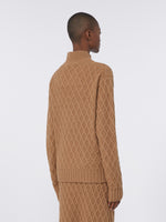 Camel-yarn high-neck jumper