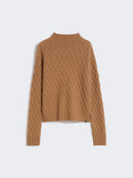 Camel-yarn high-neck jumper
