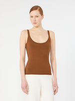 Sleeveless Wool Yarn Sweater for Women - Tobacco - Max Mara KSA