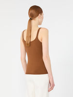 Sleeveless Wool Yarn Sweater for Women - Tobacco - Max Mara KSA