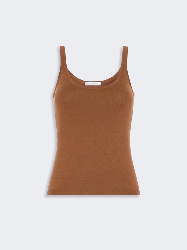 Sleeveless Wool Yarn Sweater for Women - Tobacco - Max Mara KSA