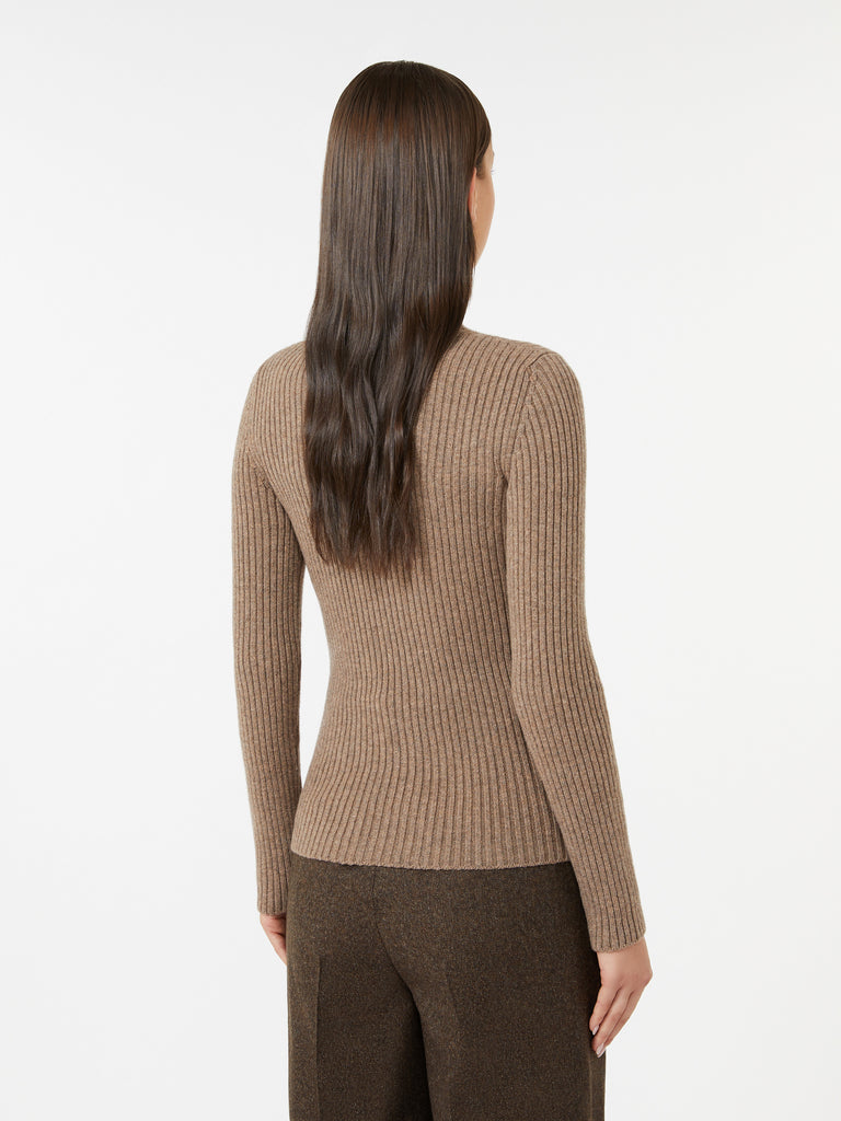 Wool and cashmere ribbed turtleneck