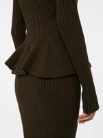 Wool and cashmere peplum turtleneck