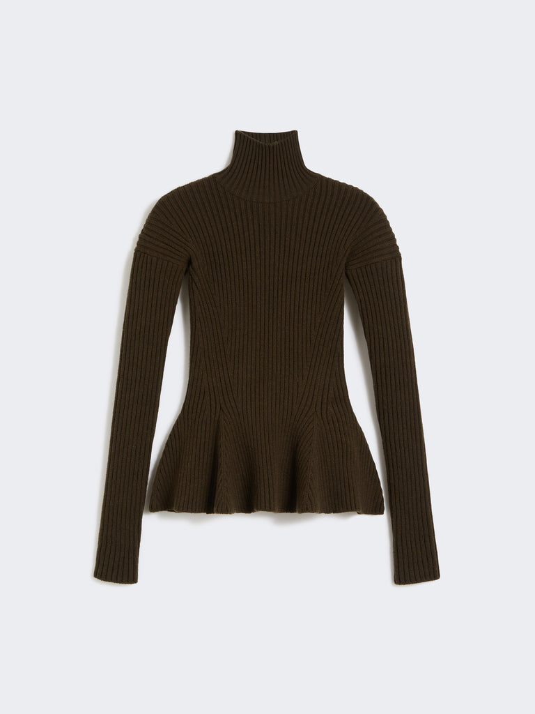 Wool and cashmere peplum turtleneck