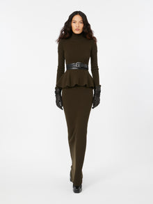 Wool and cashmere peplum turtleneck