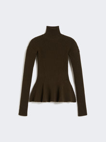 Wool and cashmere peplum turtleneck