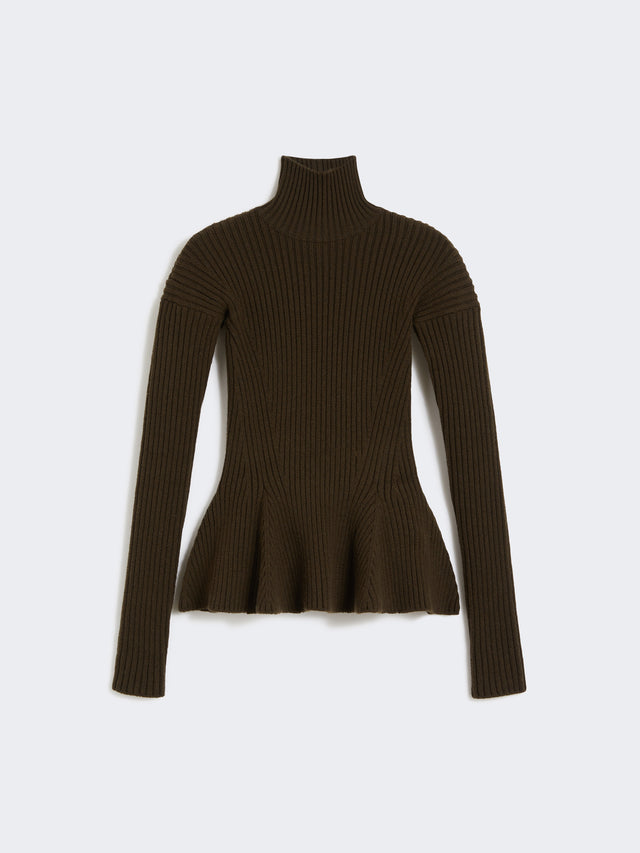 Wool and cashmere peplum turtleneck