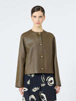 max mara nappa leather crew-neck jacket for women