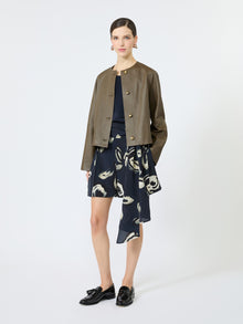 Nappa Leather Crew-Neck Jacket for Women - Kaki - Max Mara KSA