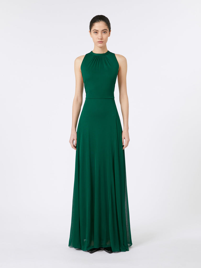 Long, mesh-jersey dress