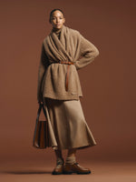 Bouclé silk and camel scarf