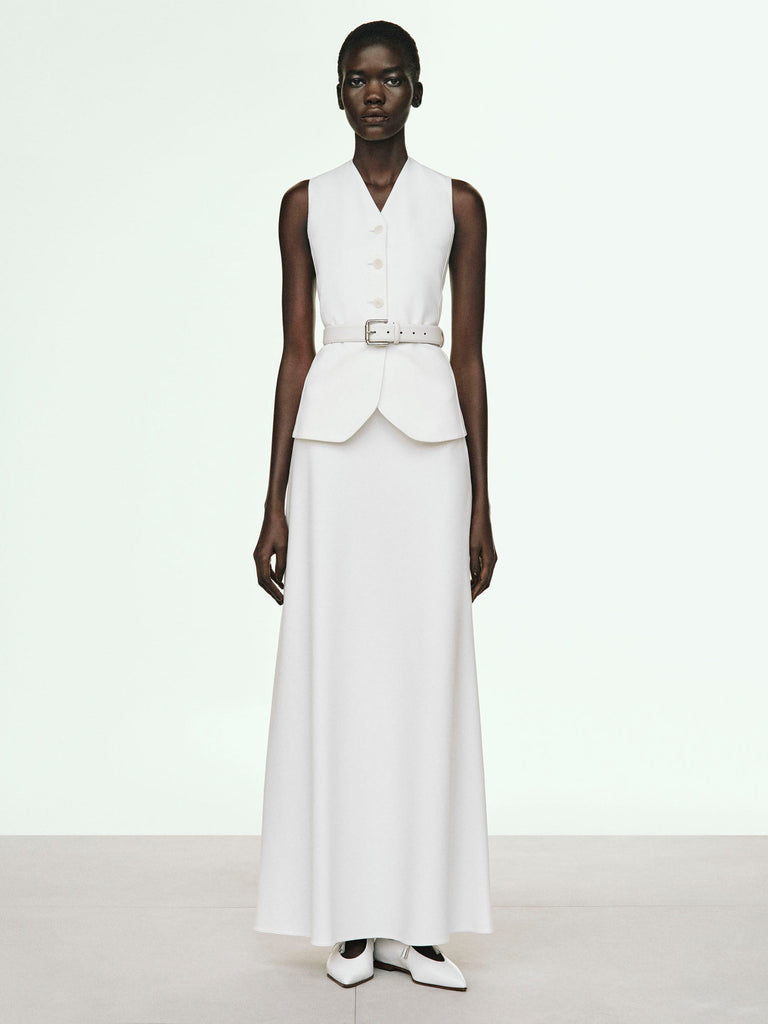 Long compact jersey skirt