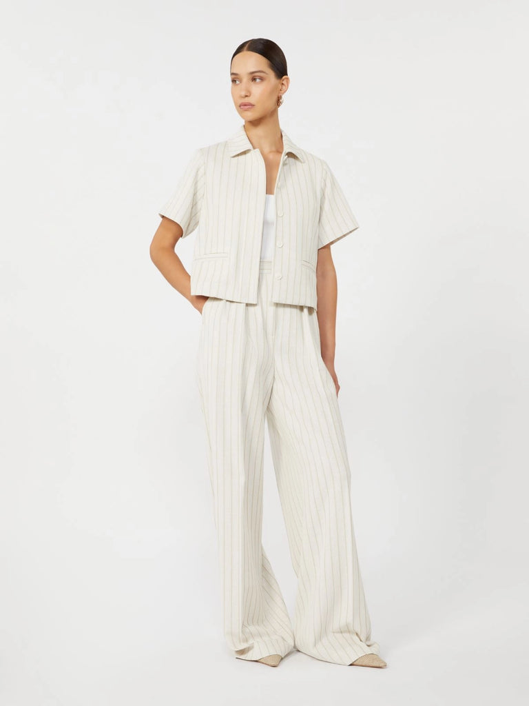 max mara wide-fit pinstripe piqué jersey trousers