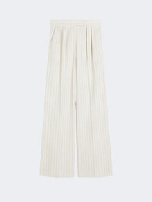Wide-fit pinstripe piqué jersey trousers