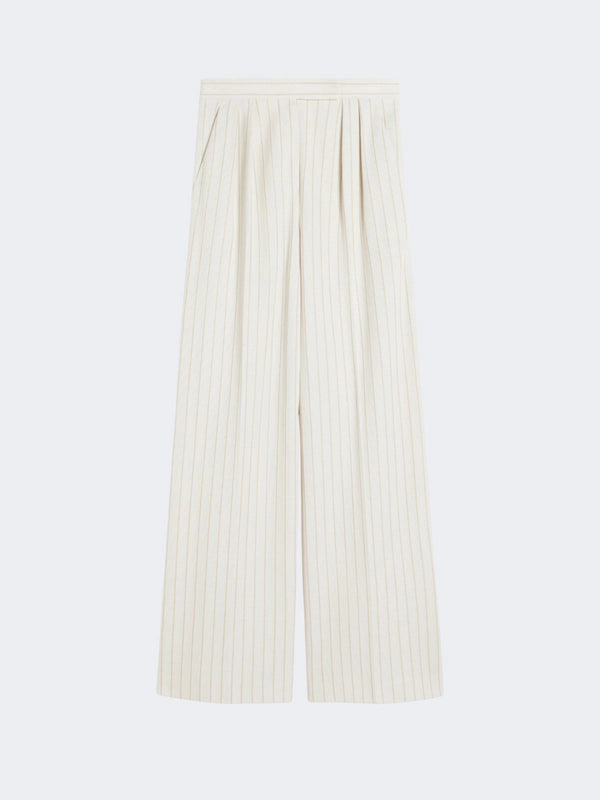Wide-fit pinstripe piqué jersey trousers