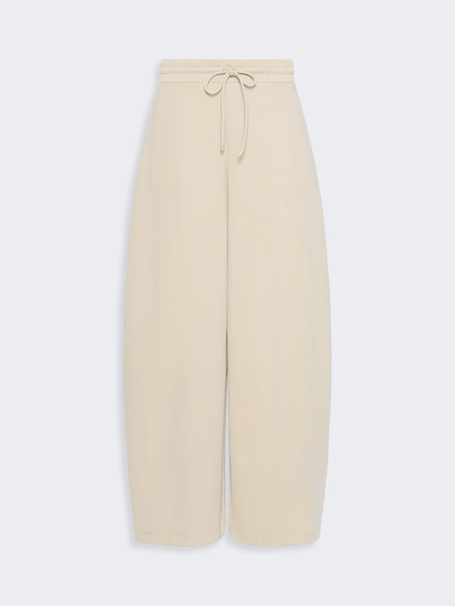 Technical Cotton Jersey Barrel-Leg Trousers for Women - Stone - Max Mara KSA