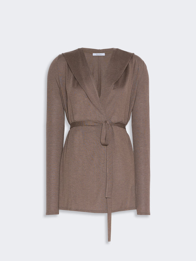 Light Jersey Hooded Cardigan for Women - Mud - Max Mara KSA