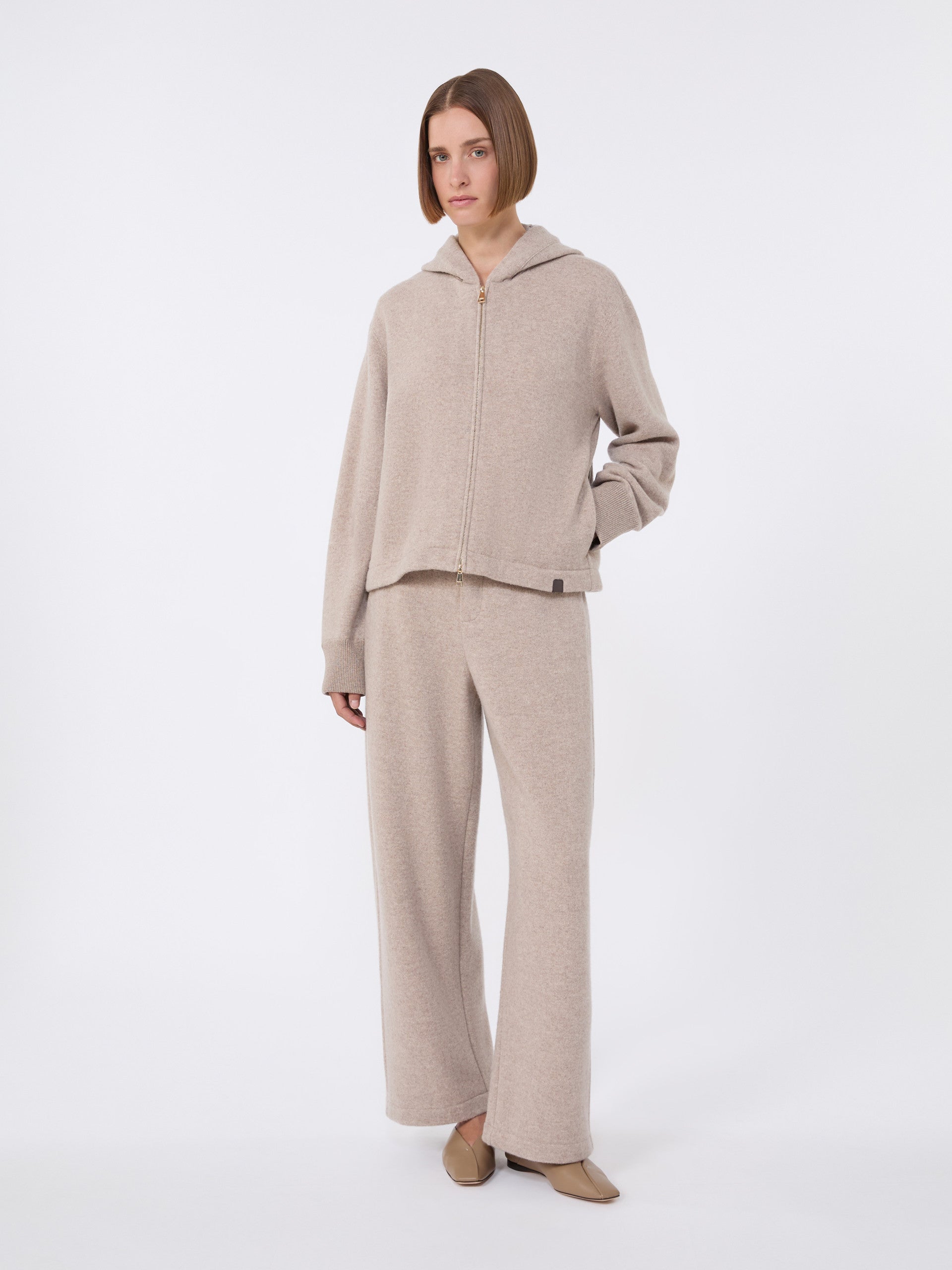 Cashmere And Wool Jersey Sweatshirt for Women - Beige - Max Mara KSA