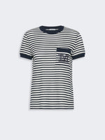 Striped Cotton Mesh T-Shirt for Women - White Blue - Max Mara KSA