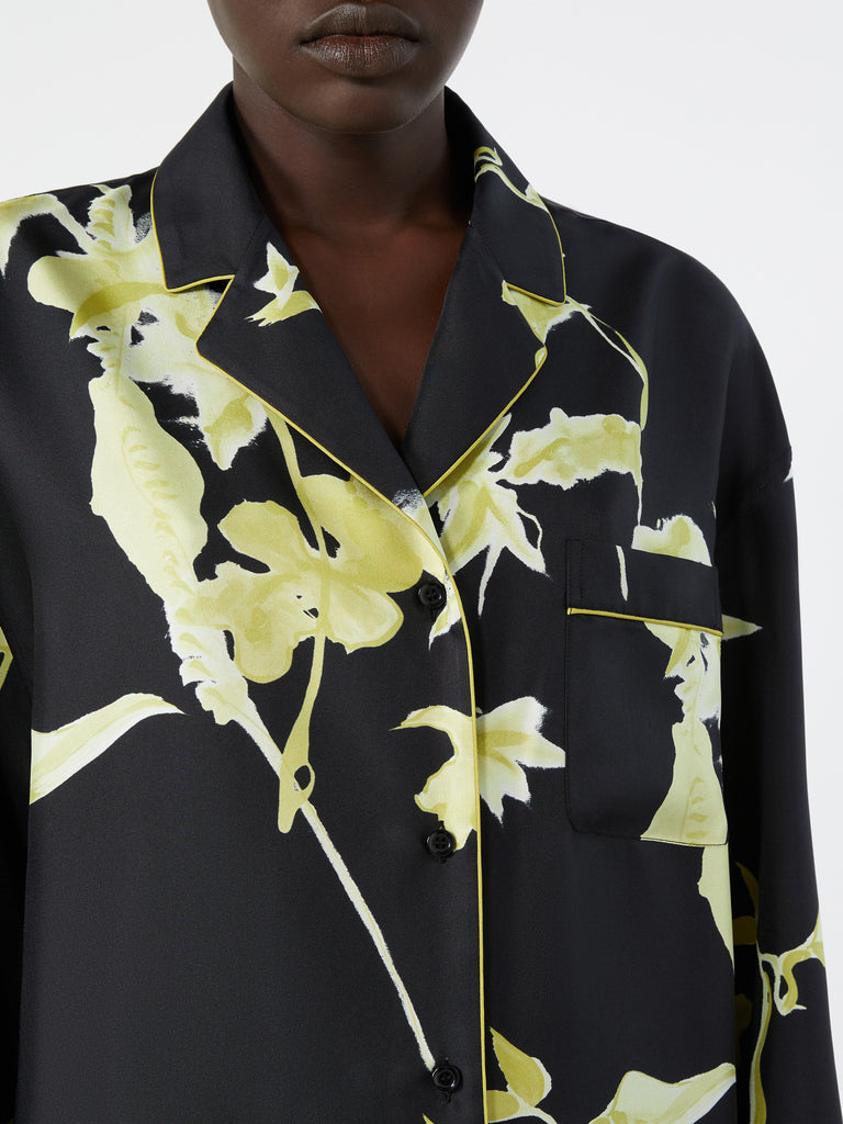 max mara long printed silk shirt