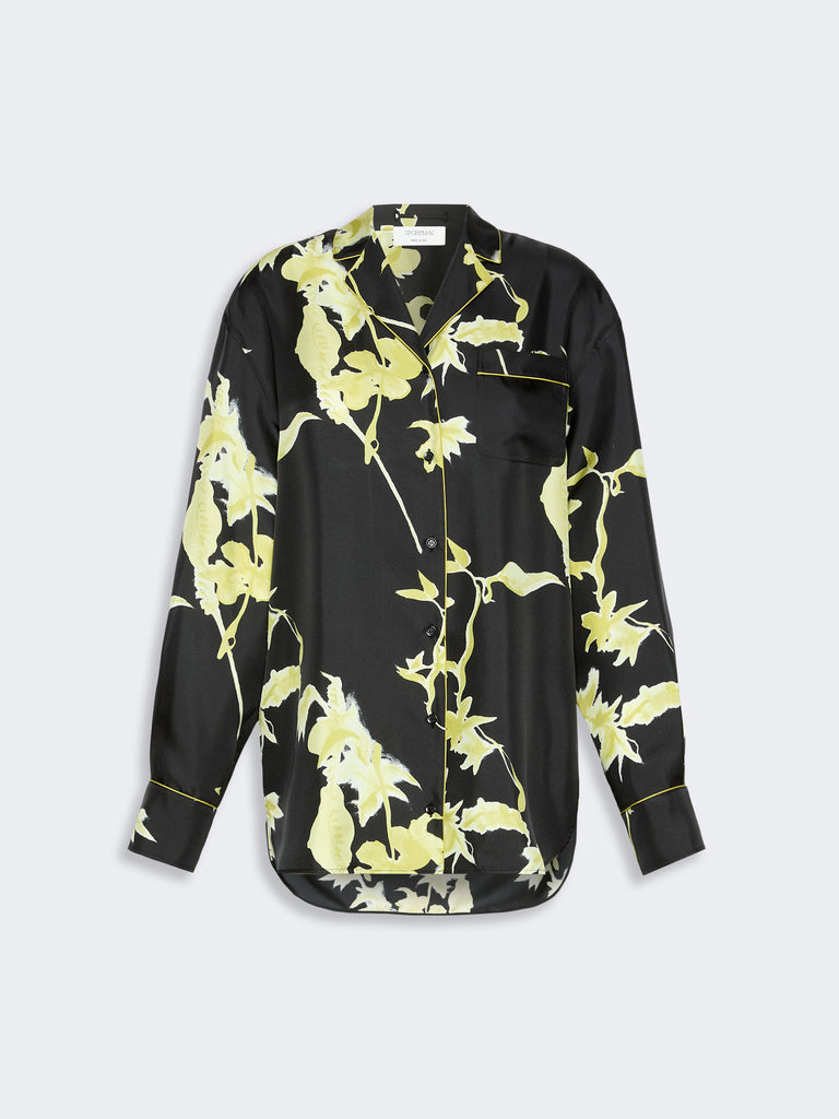 max mara long printed silk shirt