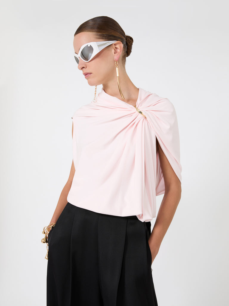 max mara توب بتصميم منسدل انسيابي من الجيرسيه