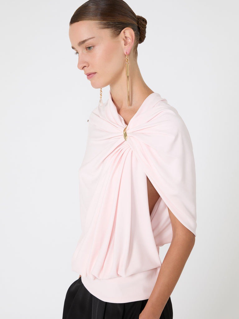 max mara توب بتصميم منسدل انسيابي من الجيرسيه