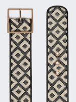 max mara raffia-effect wide fabric belt for women