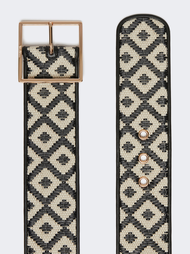 max mara raffia-effect wide fabric belt
