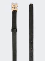Leather Monogram Belt for Women - Black - Max Mara KSA