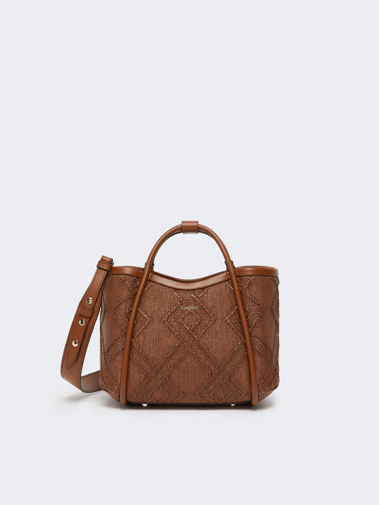 max mara extra-small marine bag in diamond-patterned basketweave