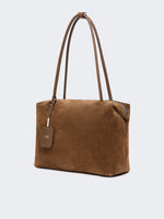 Square Boston Bag In Split Leather And Leather for Women - Cocoa - Max Mara KSA