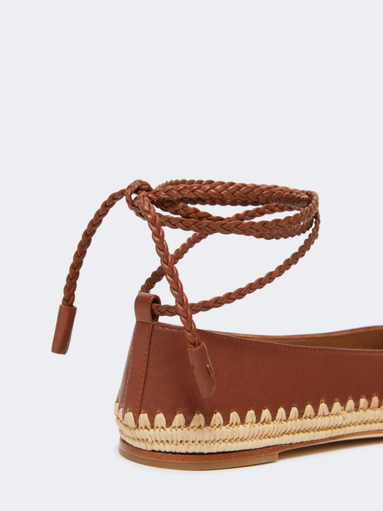 max mara nappa and raffia ballerinas
