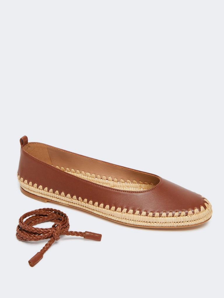 max mara nappa and raffia ballerinas