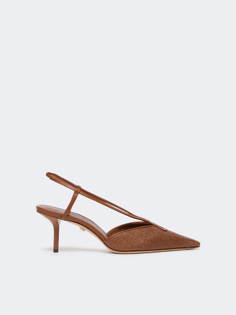 Raffia-look canvas slingbacks