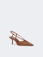 Raffia-look canvas slingbacks