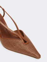 Raffia-look canvas slingbacks