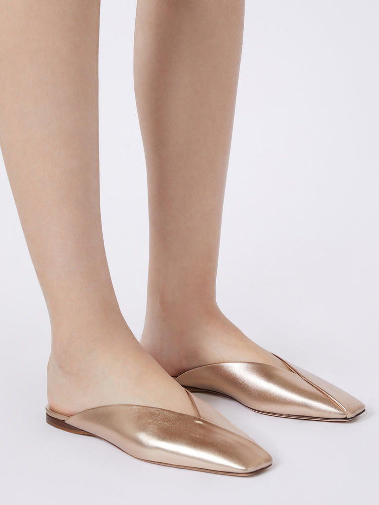 Laminated Nappa leather mules