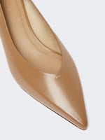 Kitten-heel leather court shoes