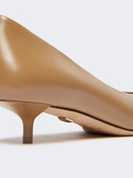 Kitten-heel leather court shoes