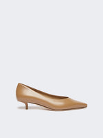 Kitten-heel leather court shoes