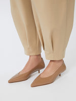 Kitten-heel leather court shoes