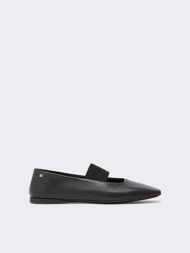 Nappa Leather Ballet Flats for Women - Black - Max Mara KSA