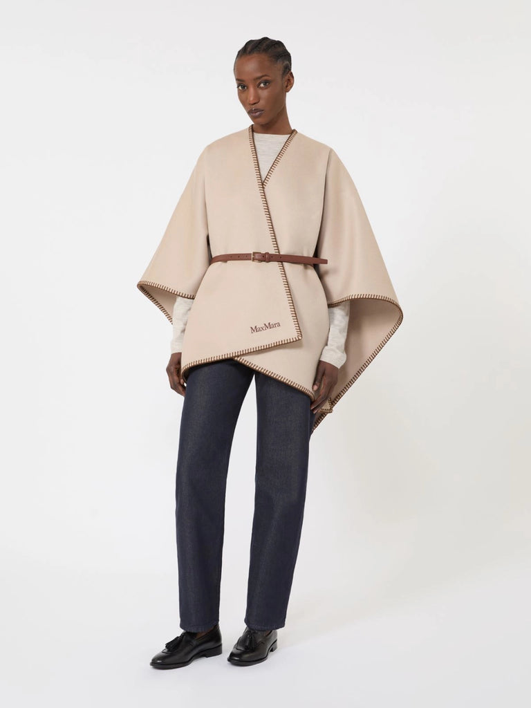 max mara wool and cashmere cape with belt