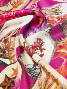 Printed silk twill oversized scarf