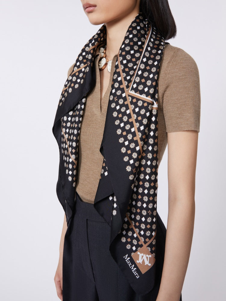 Printed silk oversized scarf