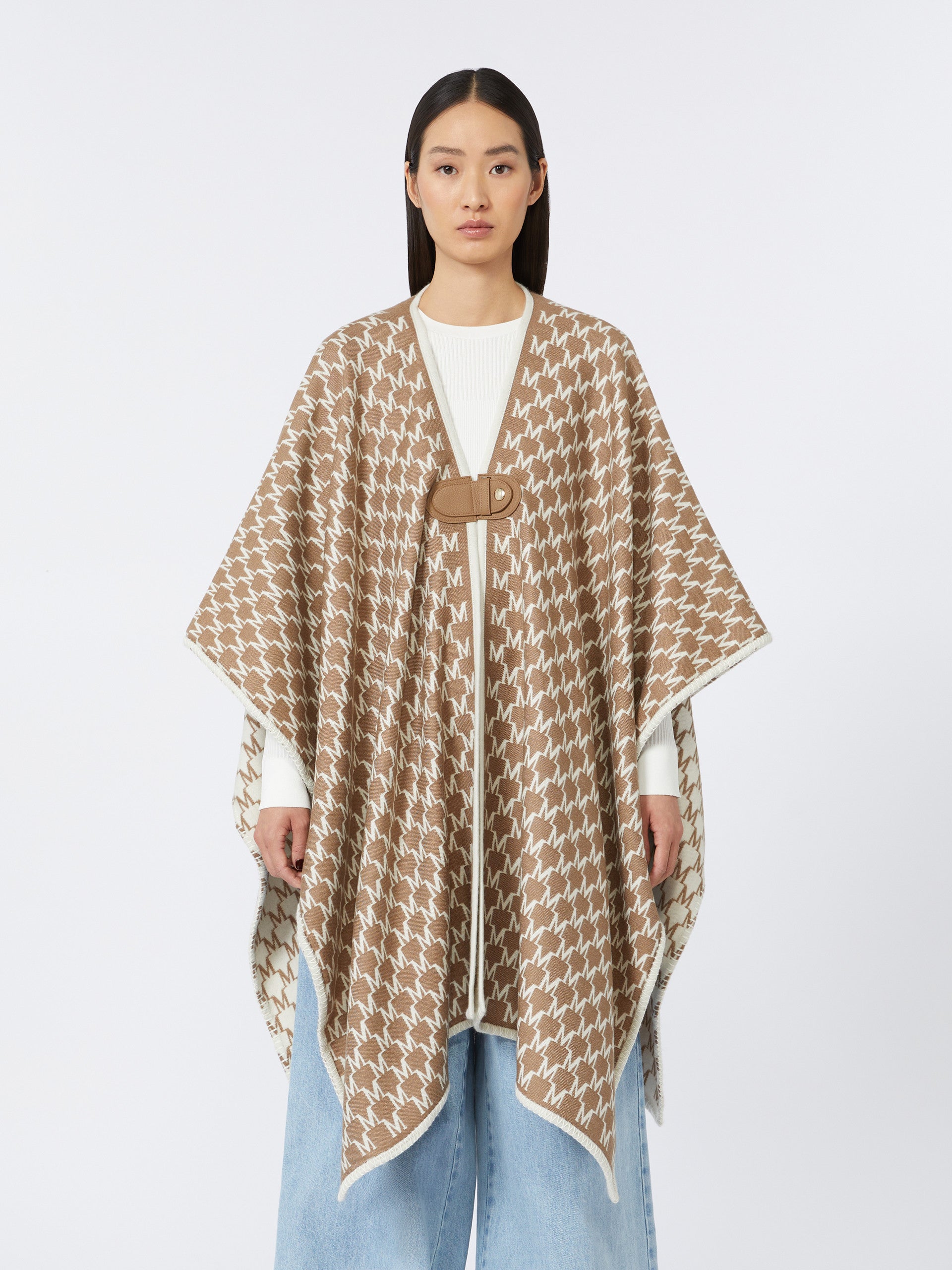Jacquard wool and cotton cloak